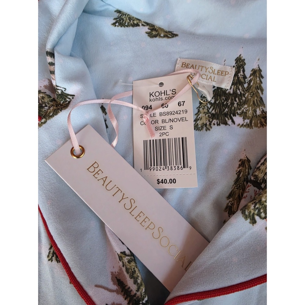 Beauty Queen Social NWT S Christmas Pajama Set Cabin Trees Holiday PJs Winter - Picture 3 of 6
